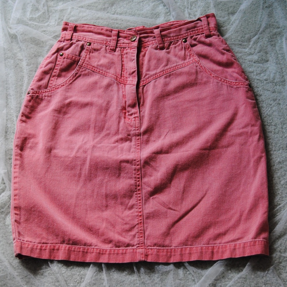 80’s Vintage Coral Denim Skirt